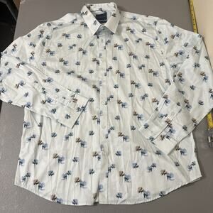 Stitch Note Egyptian Cotton Blue Floral Button Up. Mens XL.